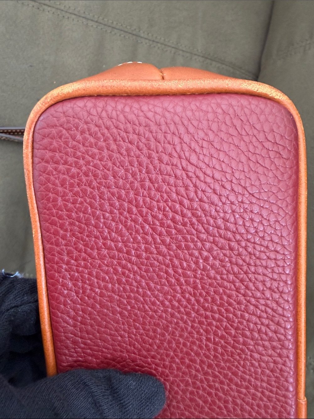 Dooney & Bourke Red Leather Crossbody with Tan Trim - like new - Picture 6 of 8